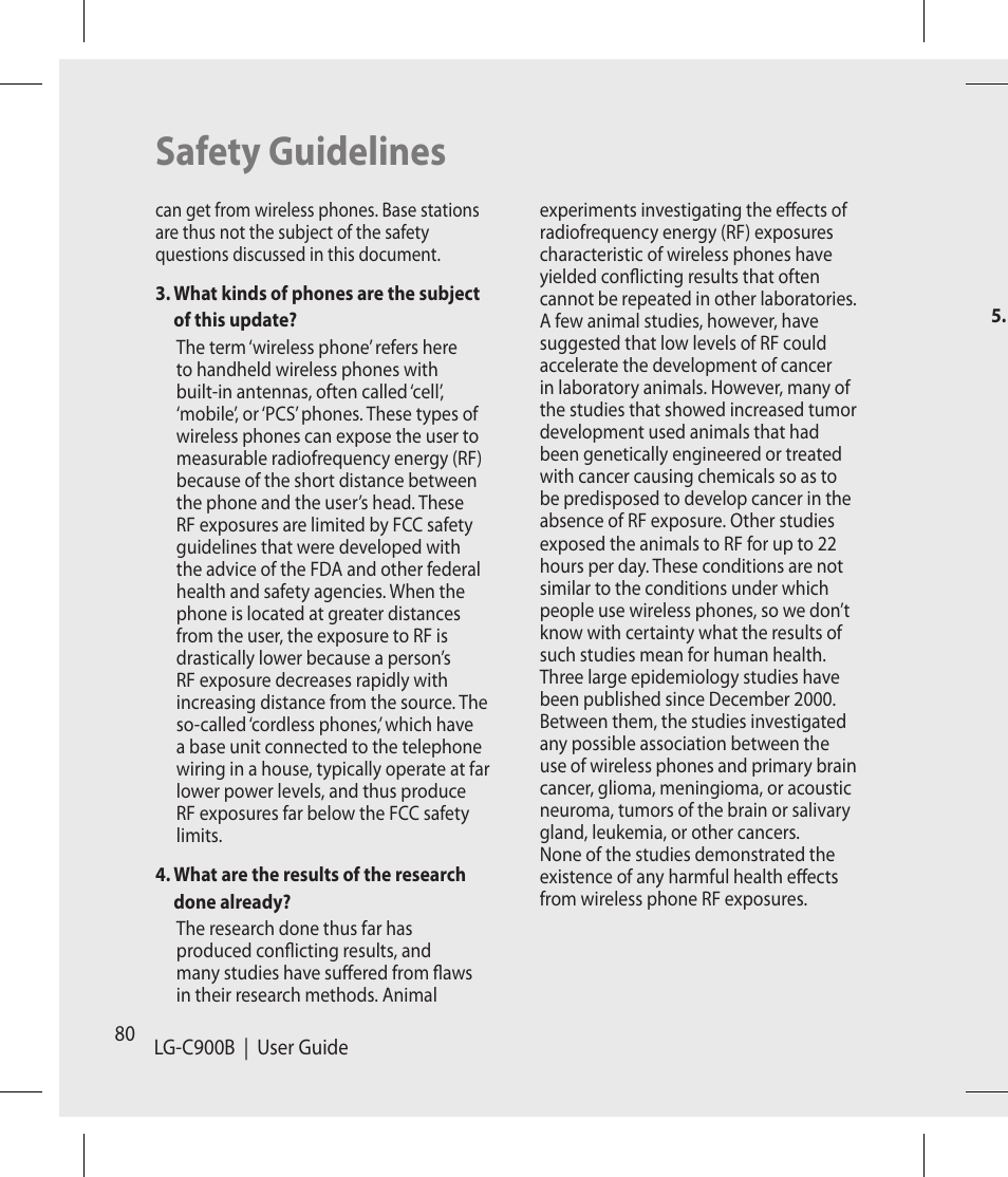 Safety guidelines | LG -C900B User Manual | Page 80 / 96