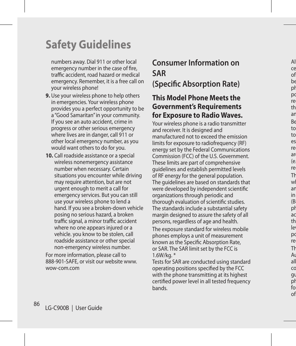 Safety guidelines | LG -C900B User Manual | Page 86 / 96