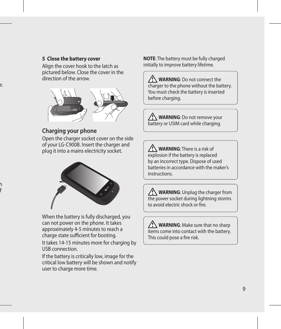 LG -C900B User Manual | Page 9 / 96