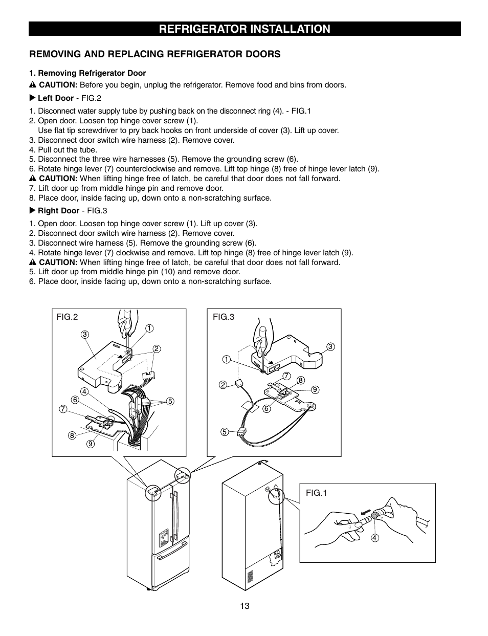 Refrigerator installation | LG LFX25960 User Manual | Page 13 / 40