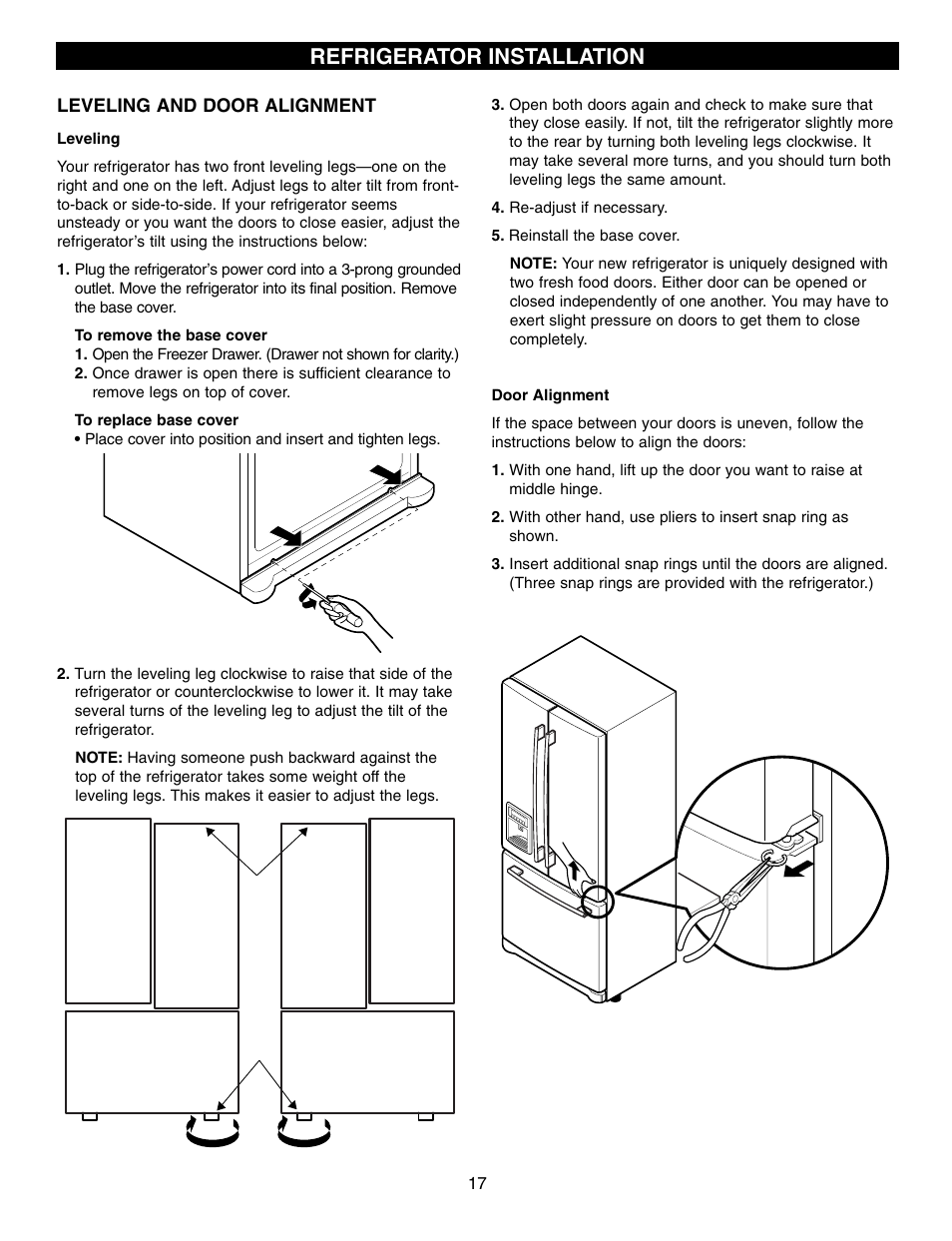 Refrigerator installation | LG LFX25960 User Manual | Page 17 / 40