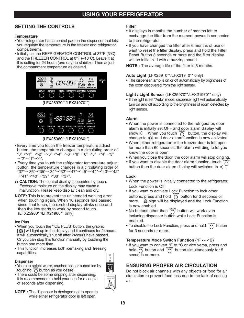 Using your refrigerator | LG LFX25960 User Manual | Page 18 / 40