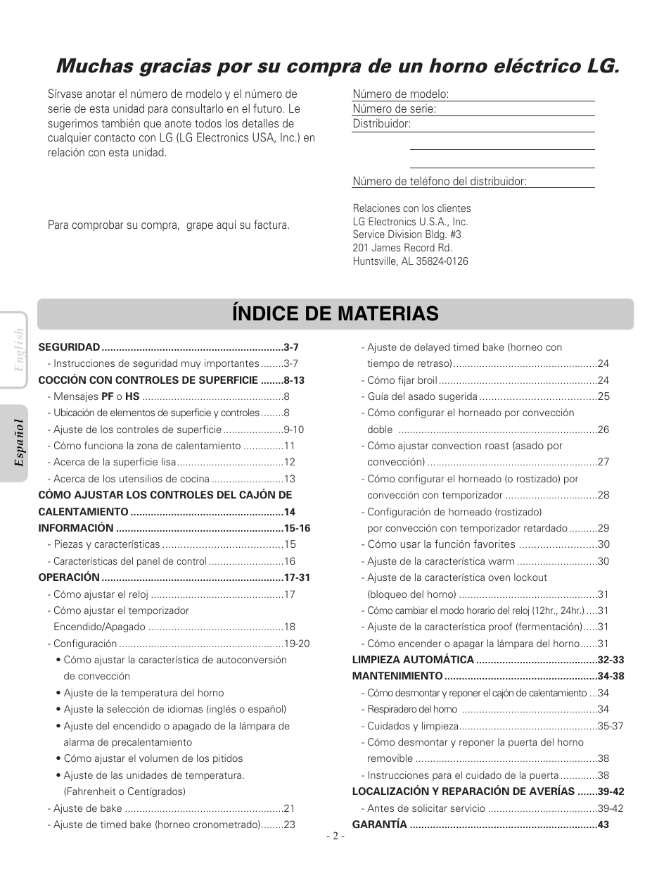 Índice de materias | LG LRE30955ST User Manual | Page 46 / 88