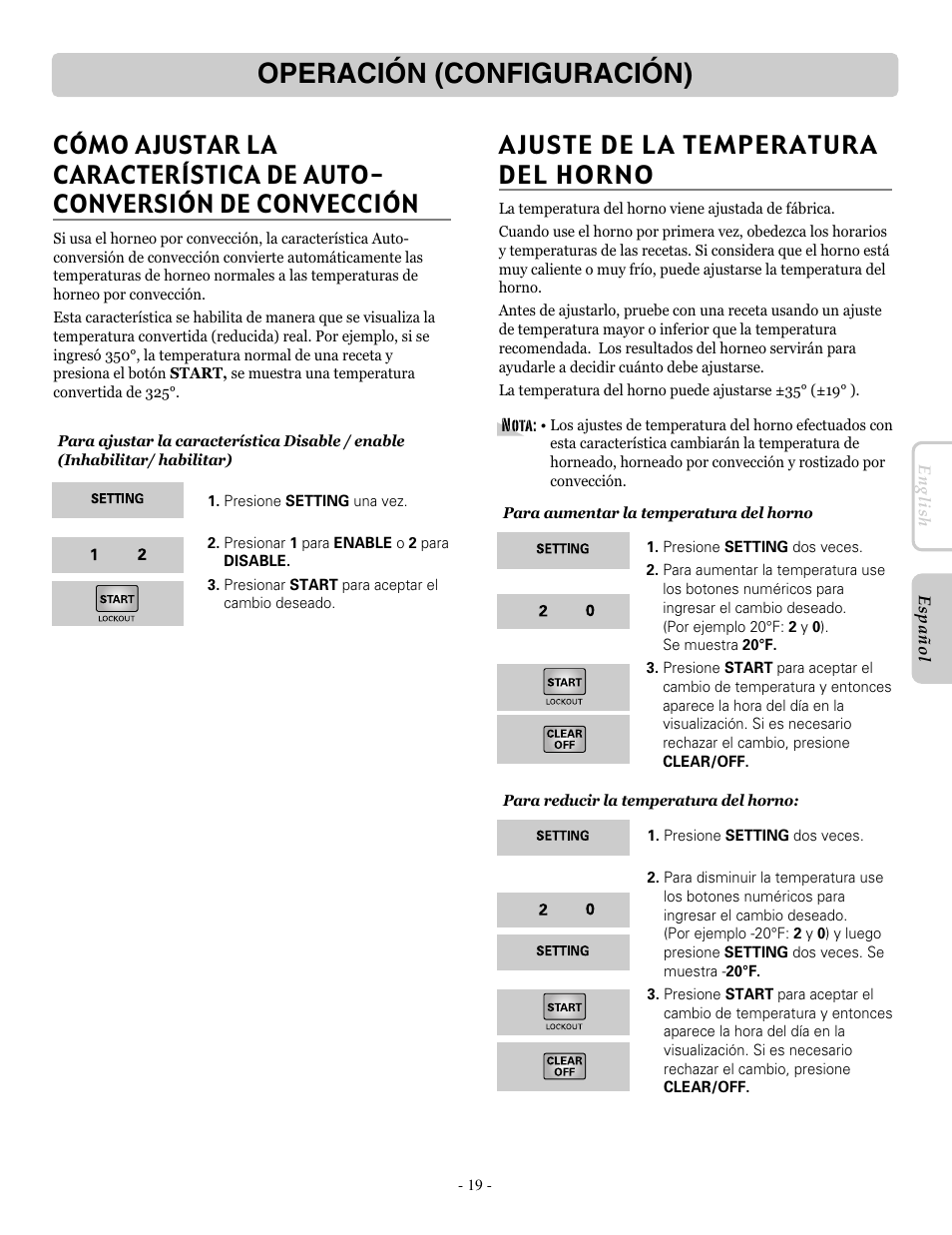 Operación (configuración) | LG LRE30955ST User Manual | Page 63 / 88