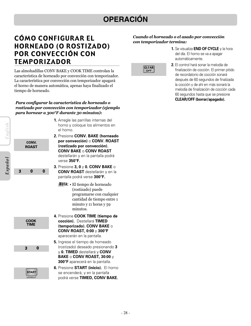 Operación | LG LRE30955ST User Manual | Page 72 / 88