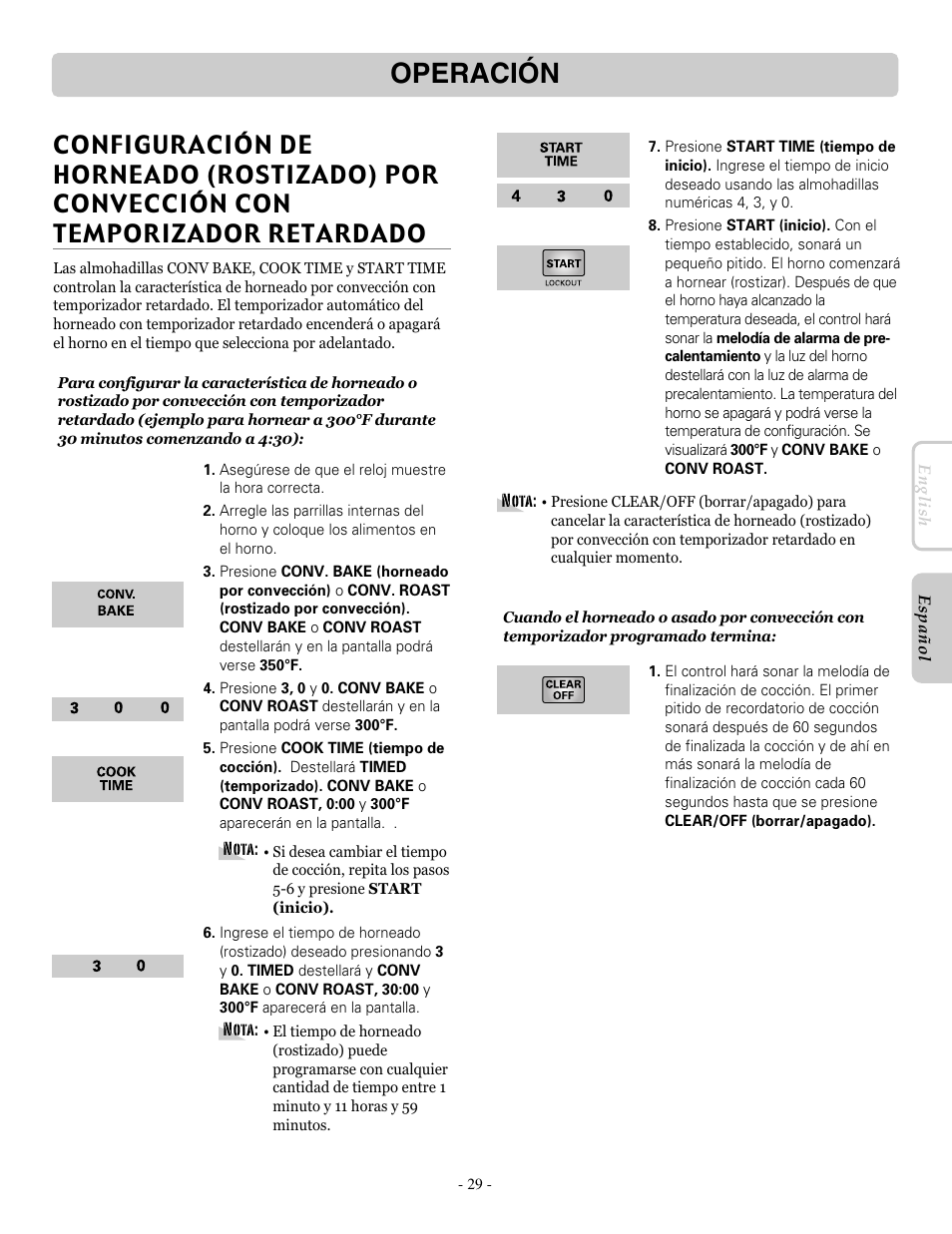 Operación | LG LRE30955ST User Manual | Page 73 / 88