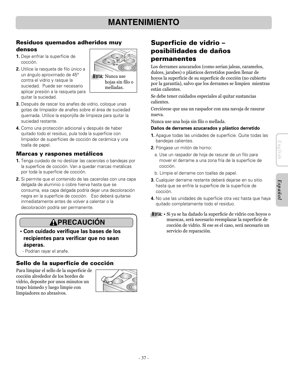Mantenimiento, Precaución | LG LRE30955ST User Manual | Page 81 / 88