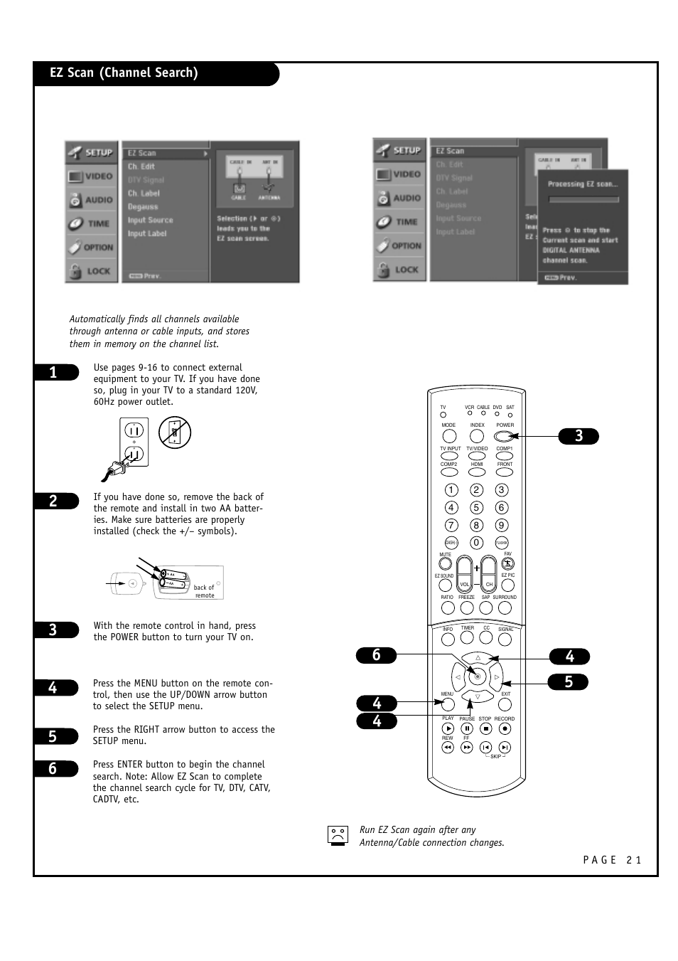 Ez scan (channel search) | LG 32FZ4D-UA User Manual | Page 21 / 60