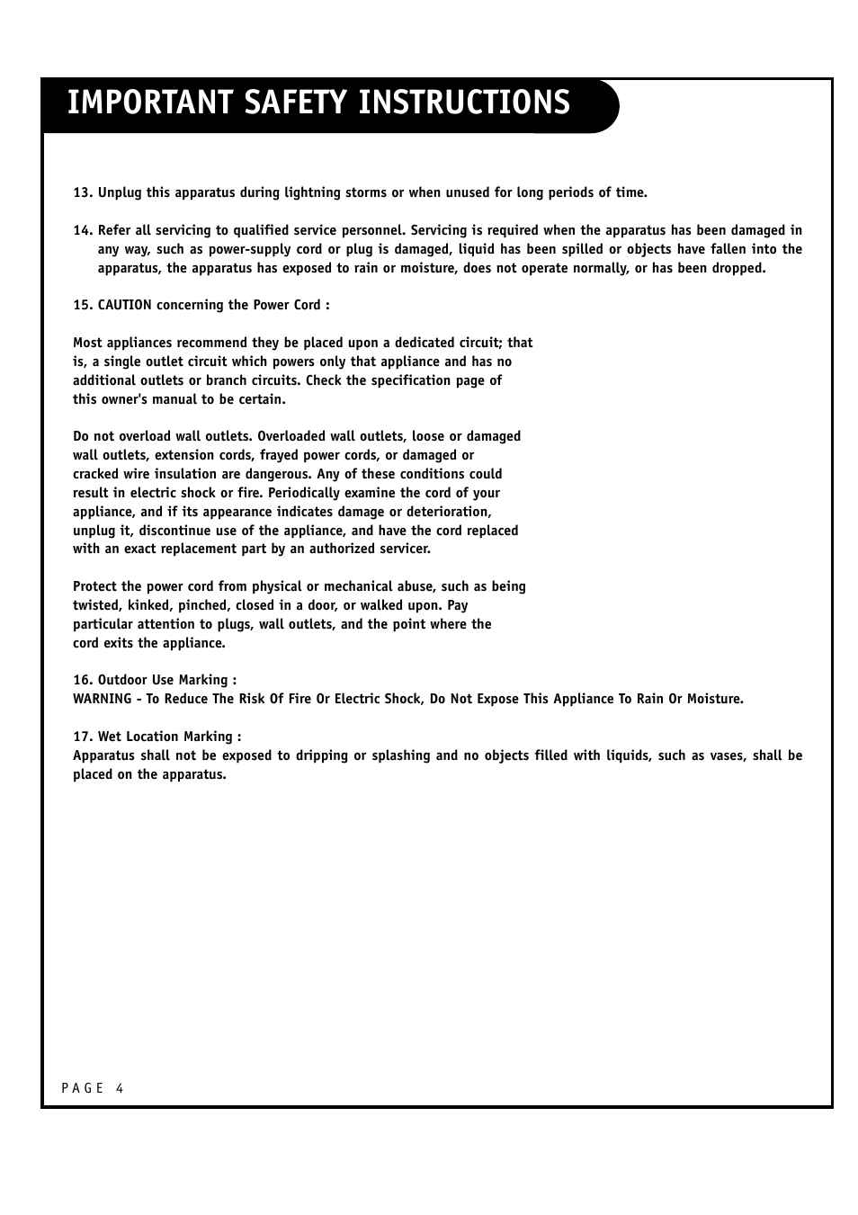 Important safety instructions | LG 32FZ4D-UA User Manual | Page 4 / 60