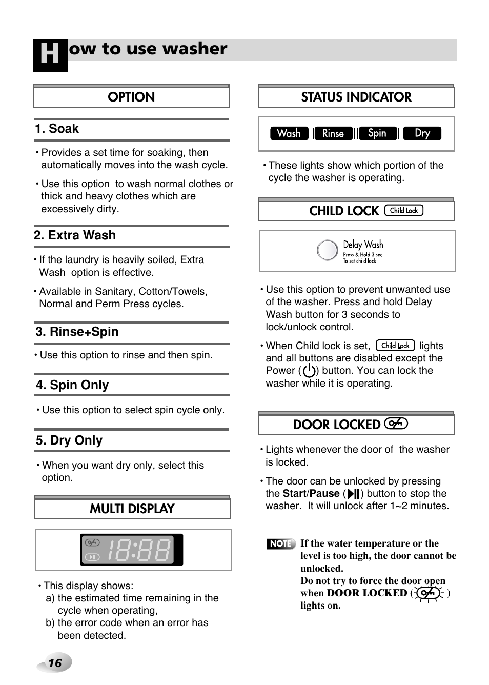 Ow to use washer | LG WM3431H* User Manual | Page 16 / 24