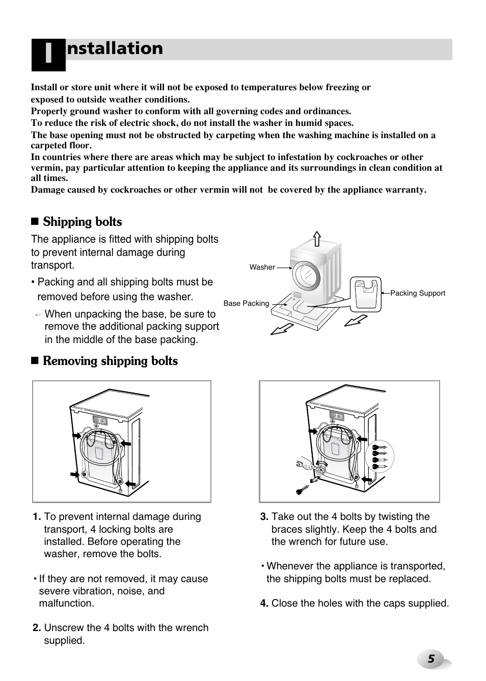 Nstallation | LG WM3431H* User Manual | Page 5 / 24