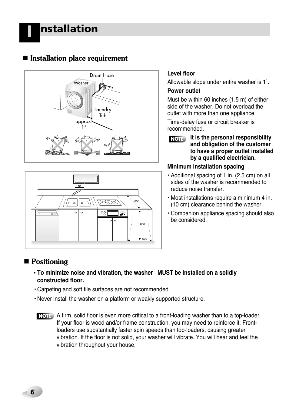 Nstallation | LG WM3431H* User Manual | Page 6 / 24