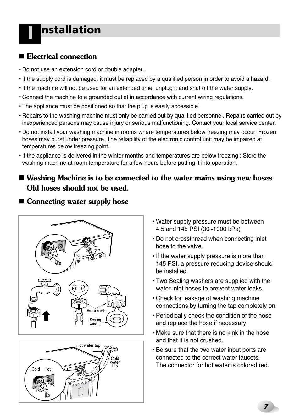Nstallation | LG WM3431H* User Manual | Page 7 / 24