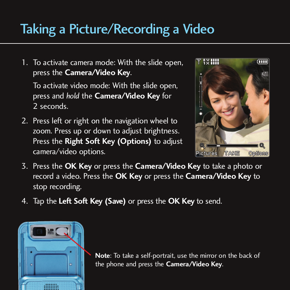 Taking a picture/recording a video | LG Chocolate - Blue Ice User Manual | Page 10 / 12