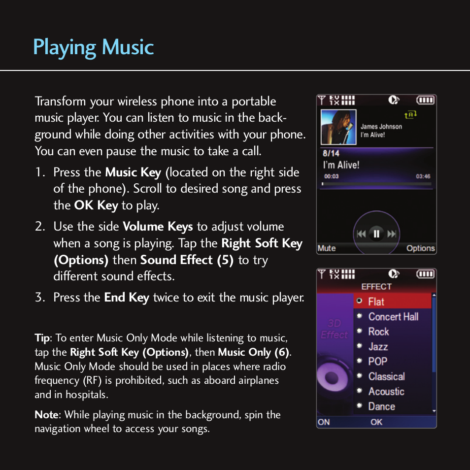 Playing music | LG Chocolate - Blue Ice User Manual | Page 6 / 12