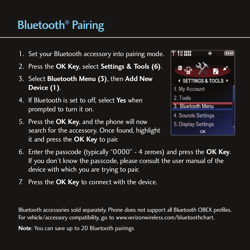 Bluetooth, Pairing | LG Chocolate - Blue Ice User Manual | Page 9 / 12