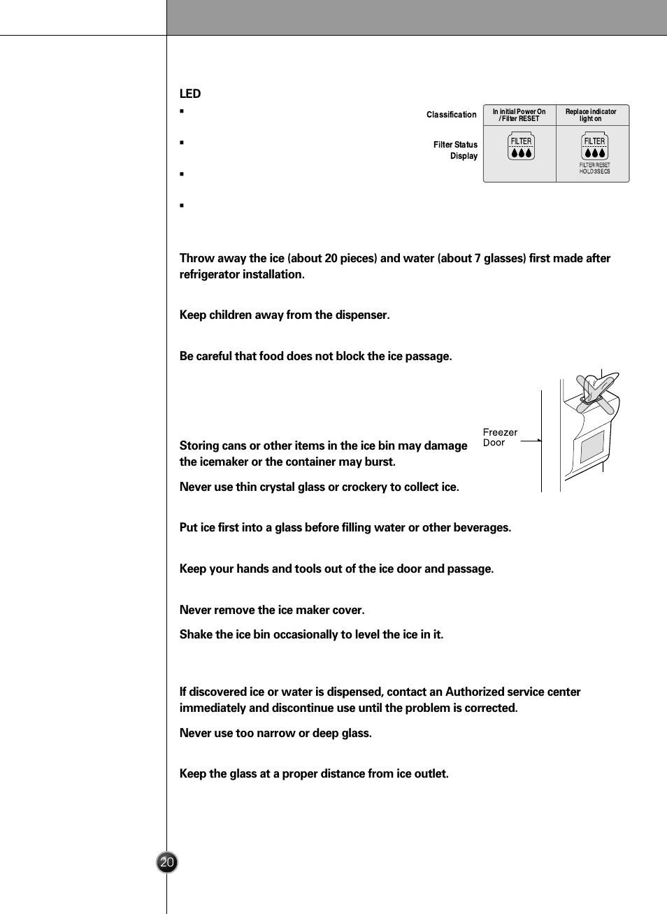 Operation, Cautions | LG LRSC26925SW User Manual | Page 20 / 36