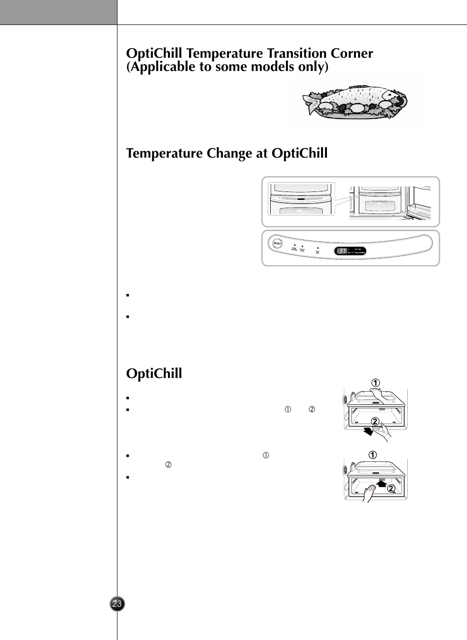 Temperature change at optichill, Operation | LG LRSC26925SW User Manual | Page 23 / 36