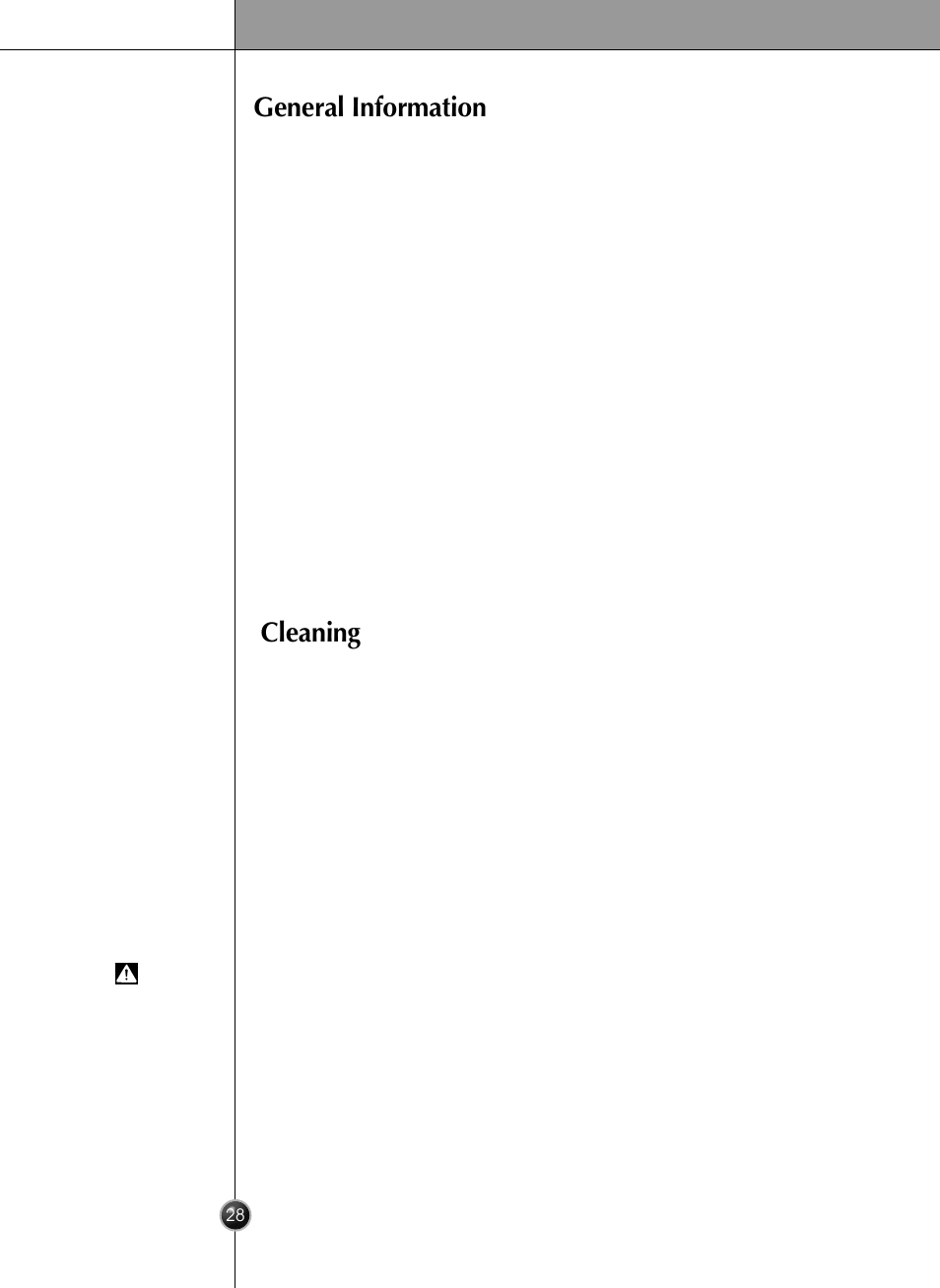 General information cleaning, Care and maintenance | LG LRSC26925SW User Manual | Page 28 / 36