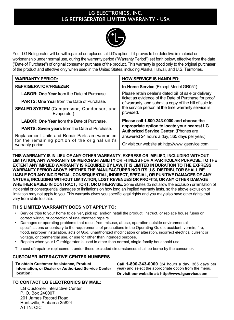 LG LRSC26925SW User Manual | Page 34 / 36