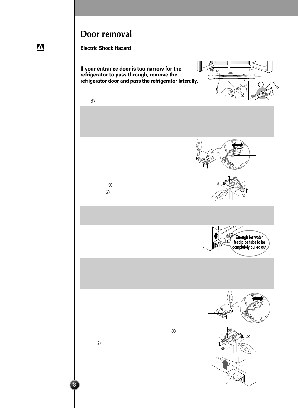 Door removal, Installation | LG LRSC26925SW User Manual | Page 8 / 36