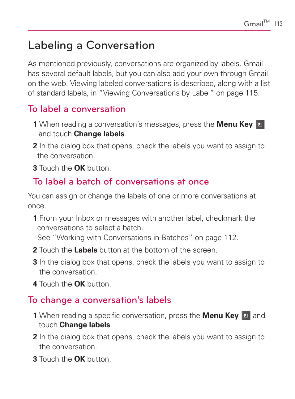 Labeling a conversation | LG AS740 User Manual | Page 114 / 308