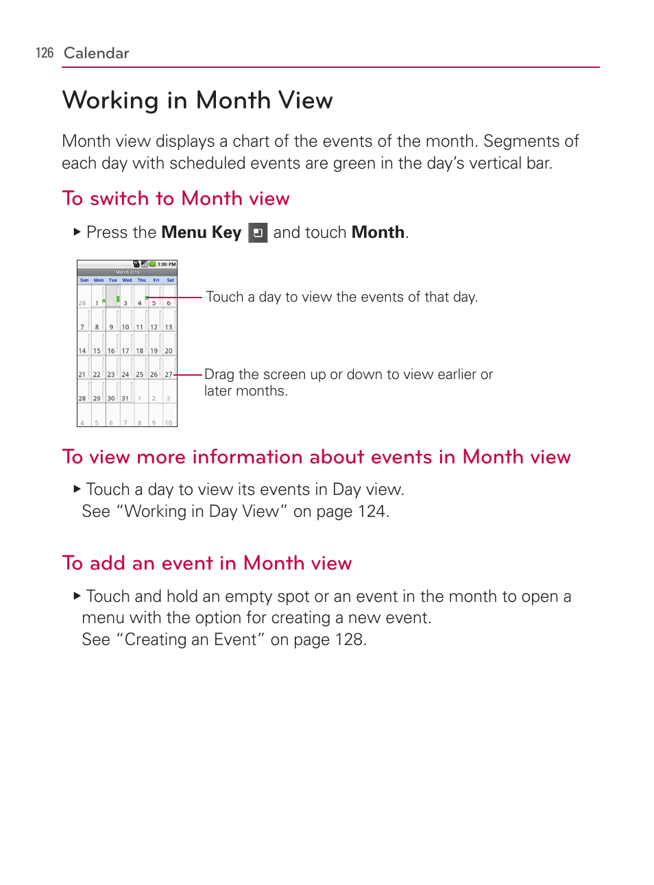 Working in month view | LG AS740 User Manual | Page 127 / 308