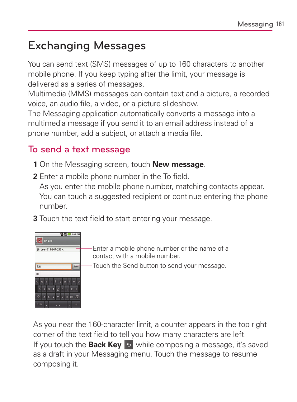 Exchanging messages | LG AS740 User Manual | Page 162 / 308