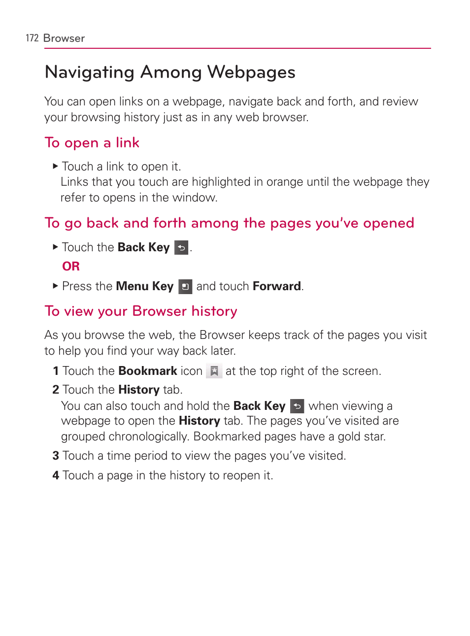 Navigating among webpages | LG AS740 User Manual | Page 173 / 308