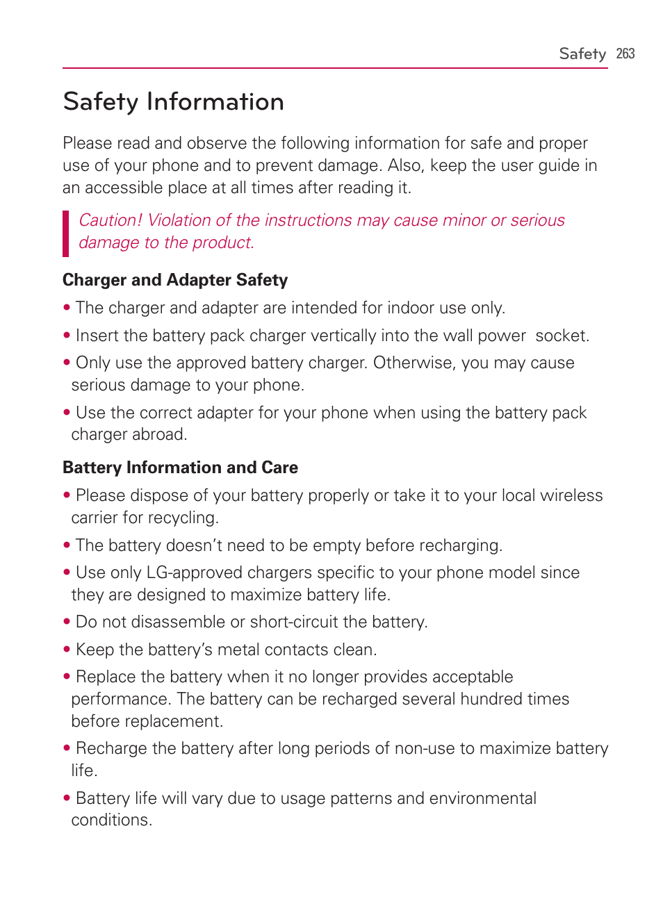 Safety information | LG AS740 User Manual | Page 264 / 308