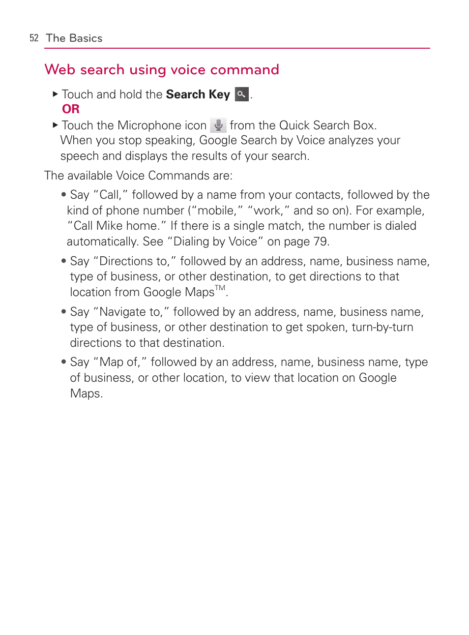 Web search using voice command | LG AS740 User Manual | Page 53 / 308
