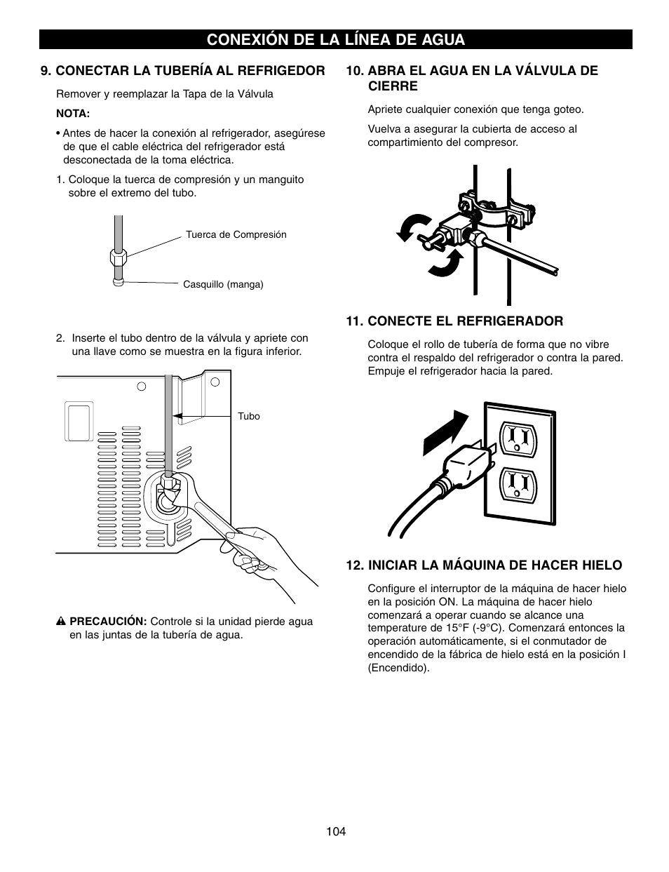 Conexión de la línea de agua | LG LFX21970 User Manual | Page 104 / 109