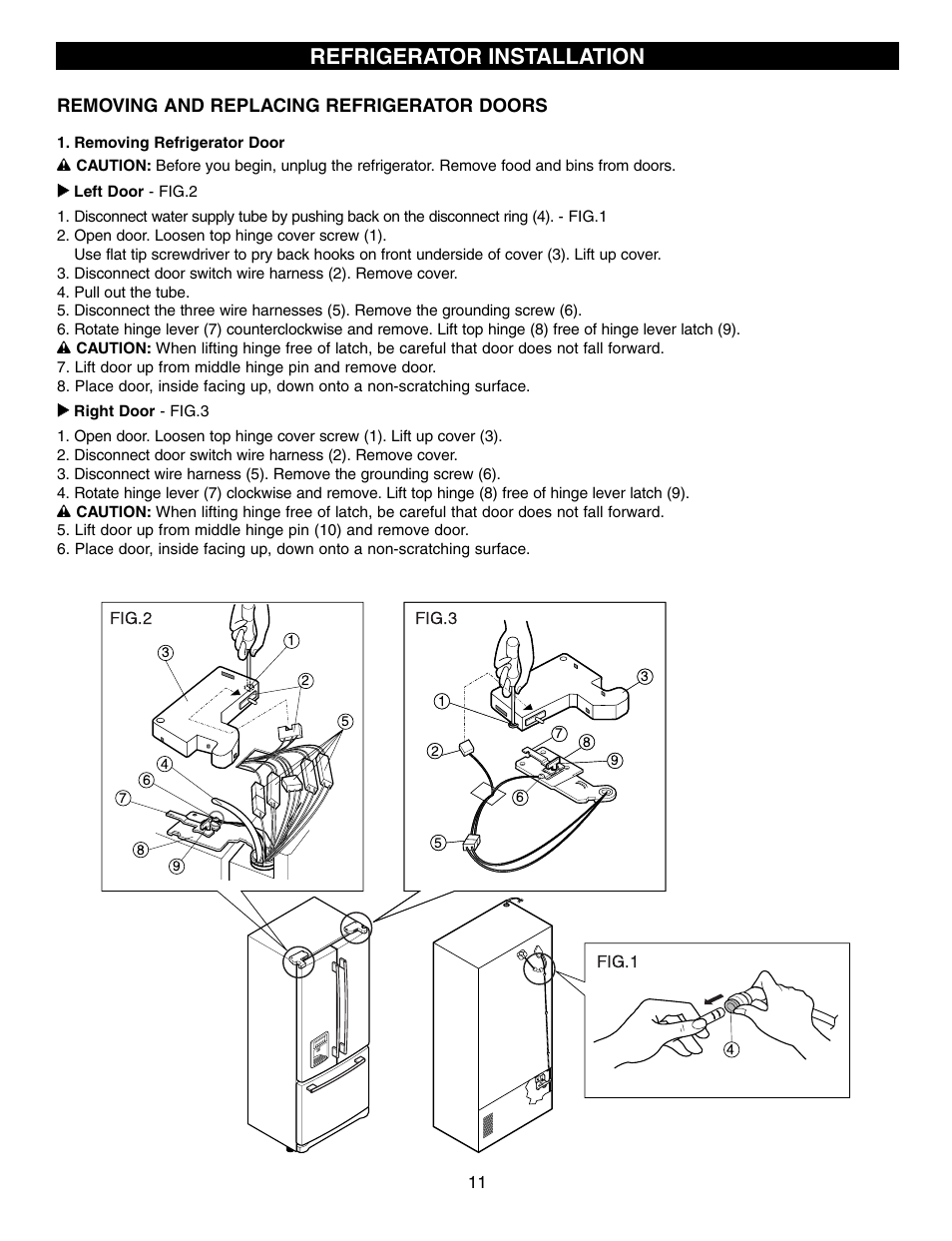 Refrigerator installation | LG LFX21970 User Manual | Page 11 / 109
