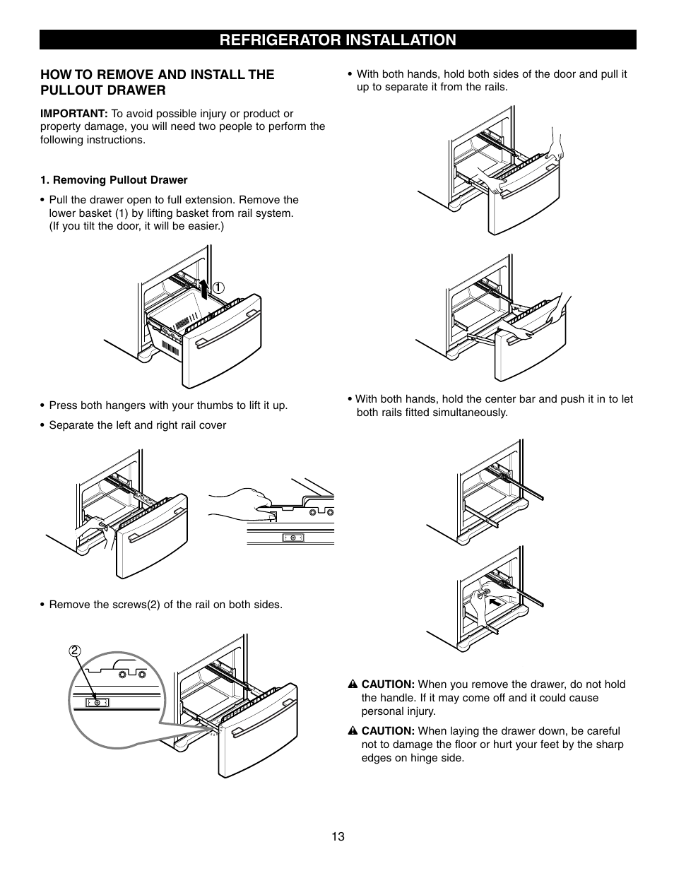 Refrigerator installation | LG LFX21970 User Manual | Page 13 / 109
