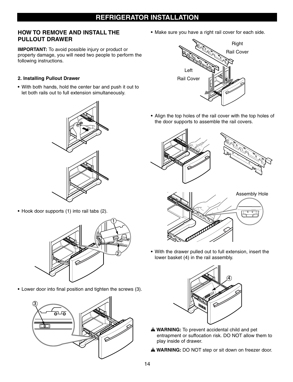 Refrigerator installation | LG LFX21970 User Manual | Page 14 / 109