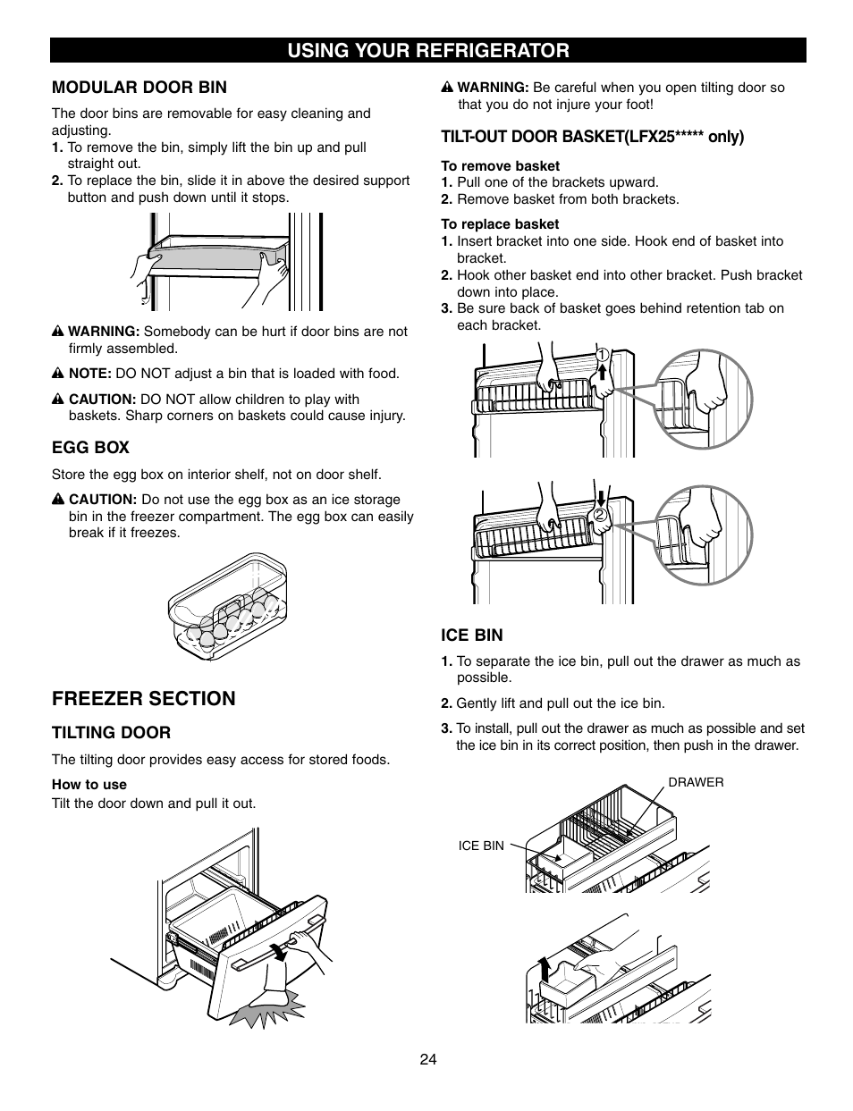 Using your refrigerator | LG LFX21970 User Manual | Page 24 / 109