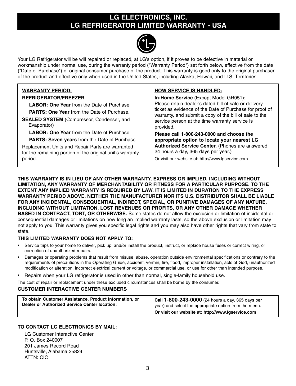 LG LFX21970 User Manual | Page 3 / 109