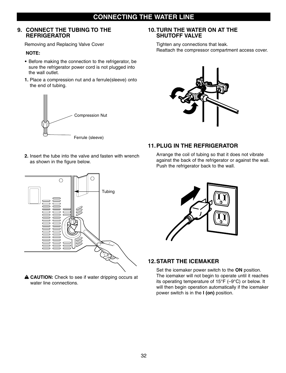 Connecting the water line | LG LFX21970 User Manual | Page 32 / 109