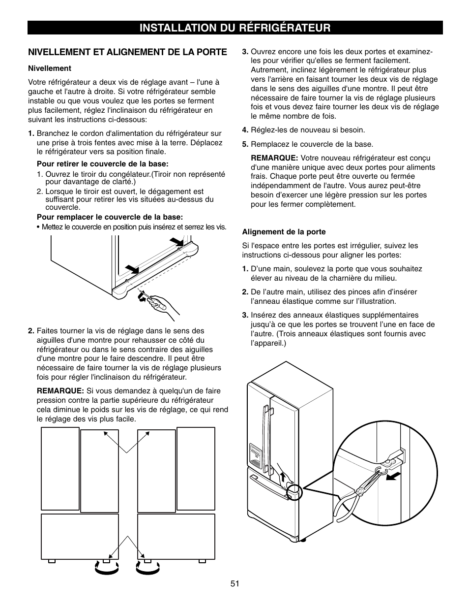 Installation du réfrigérateur | LG LFX21970 User Manual | Page 51 / 109