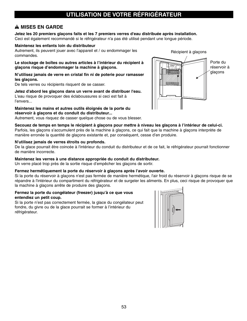 Utilisation de votre réfrigérateur | LG LFX21970 User Manual | Page 53 / 109