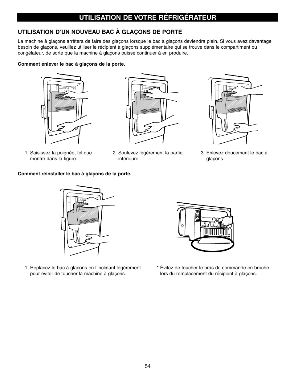 Utilisation de votre réfrigérateur | LG LFX21970 User Manual | Page 54 / 109