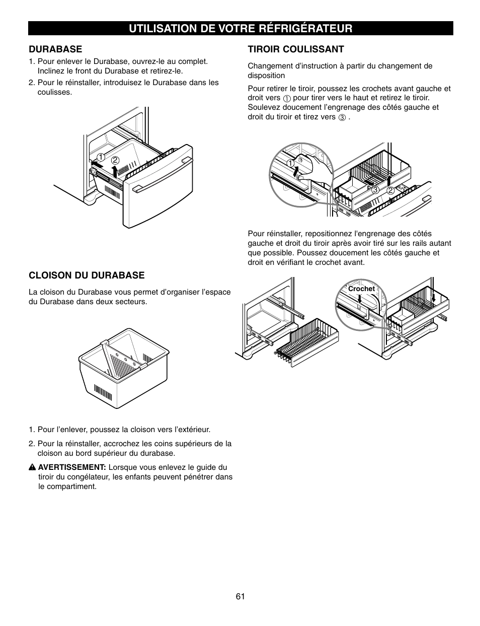 Utilisation de votre réfrigérateur | LG LFX21970 User Manual | Page 61 / 109