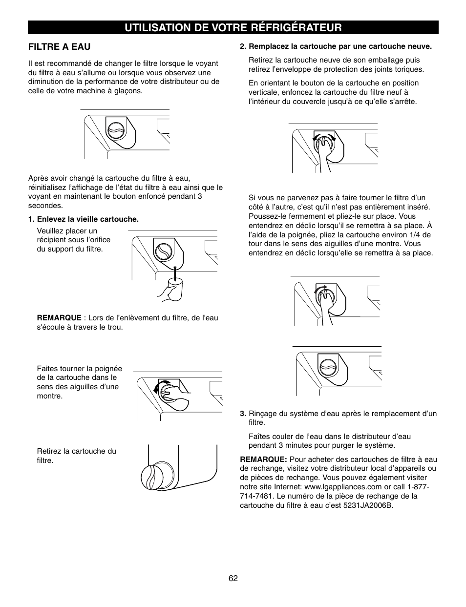 Utilisation de votre réfrigérateur | LG LFX21970 User Manual | Page 62 / 109