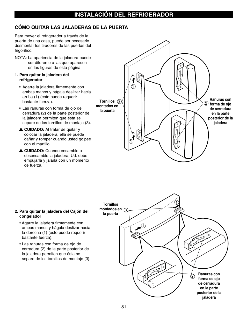 Instalación del refrigerador | LG LFX21970 User Manual | Page 81 / 109