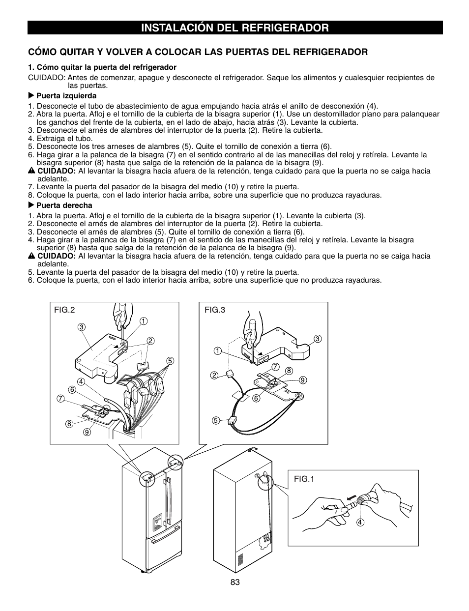 Instalación del refrigerador | LG LFX21970 User Manual | Page 83 / 109