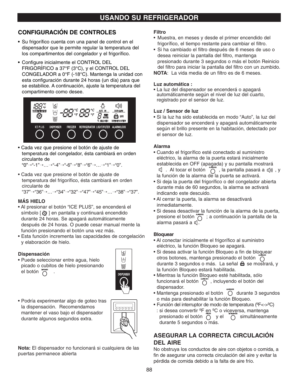 Usando su refrigerador | LG LFX21970 User Manual | Page 88 / 109