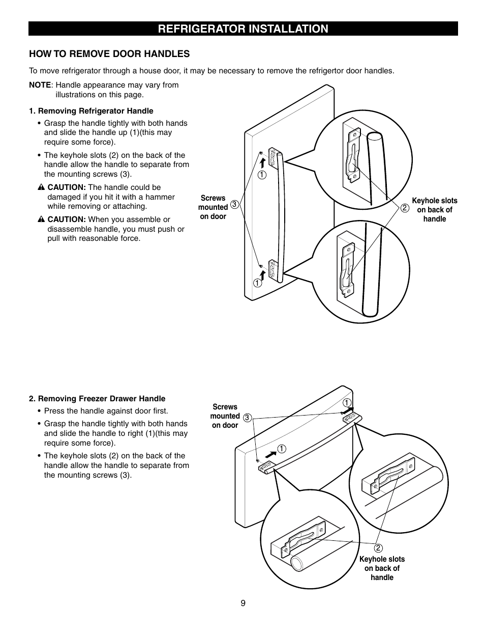 Refrigerator installation | LG LFX21970 User Manual | Page 9 / 109