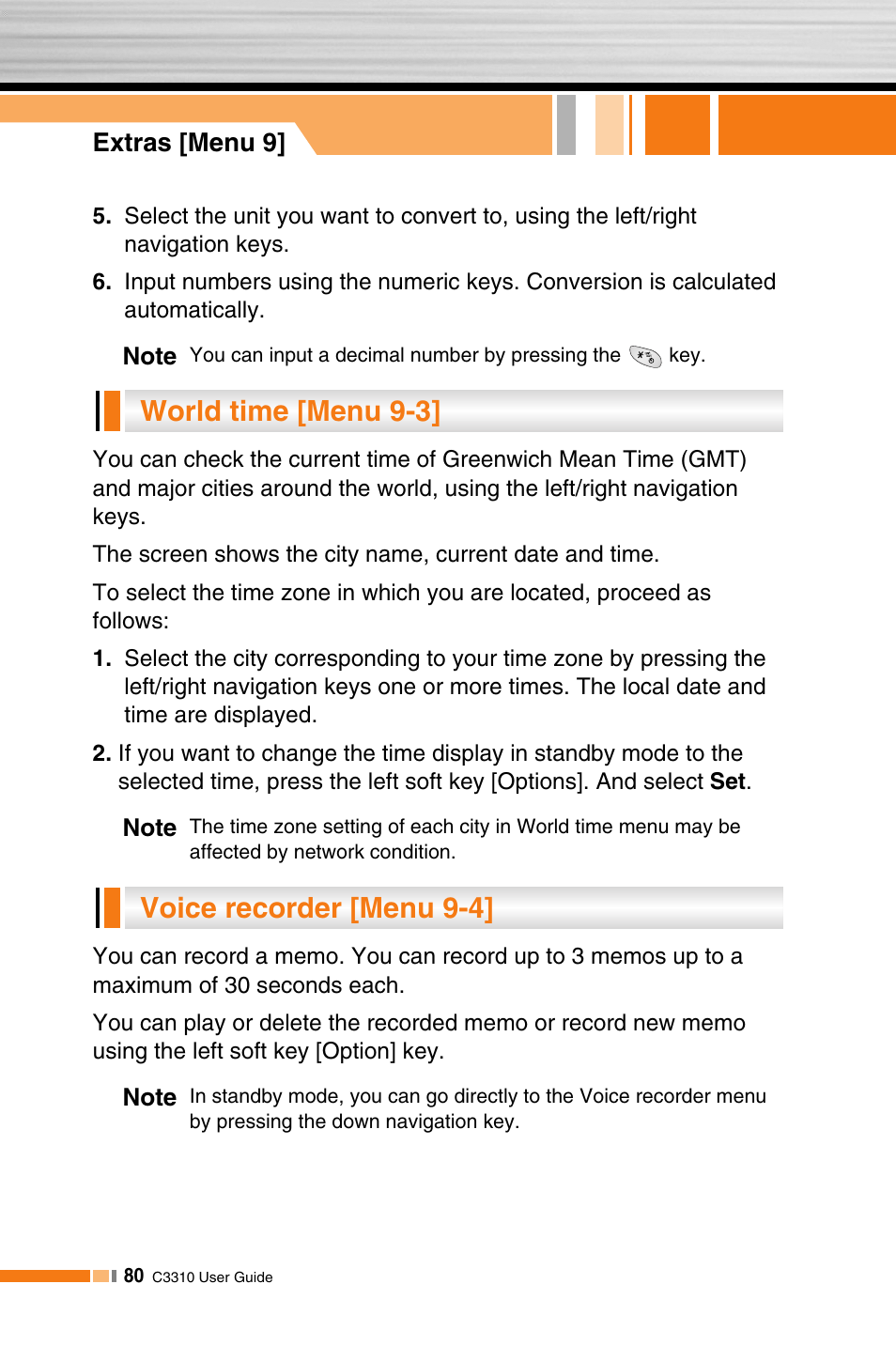 Voice recorder [menu 9-4] world time [menu 9-3 | LG C3310 User Manual | Page 79 / 89