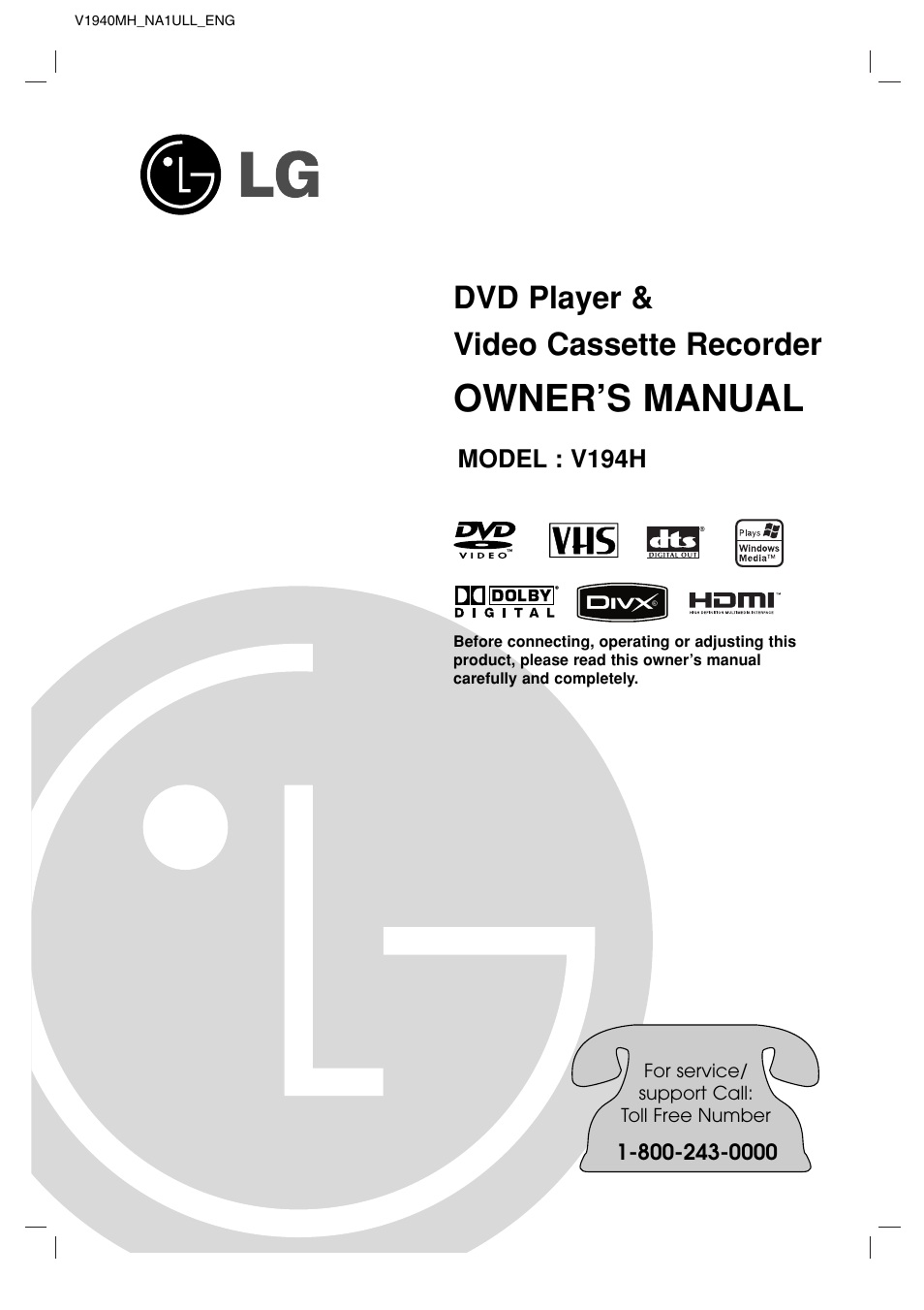 LG V194H User Manual | 40 pages