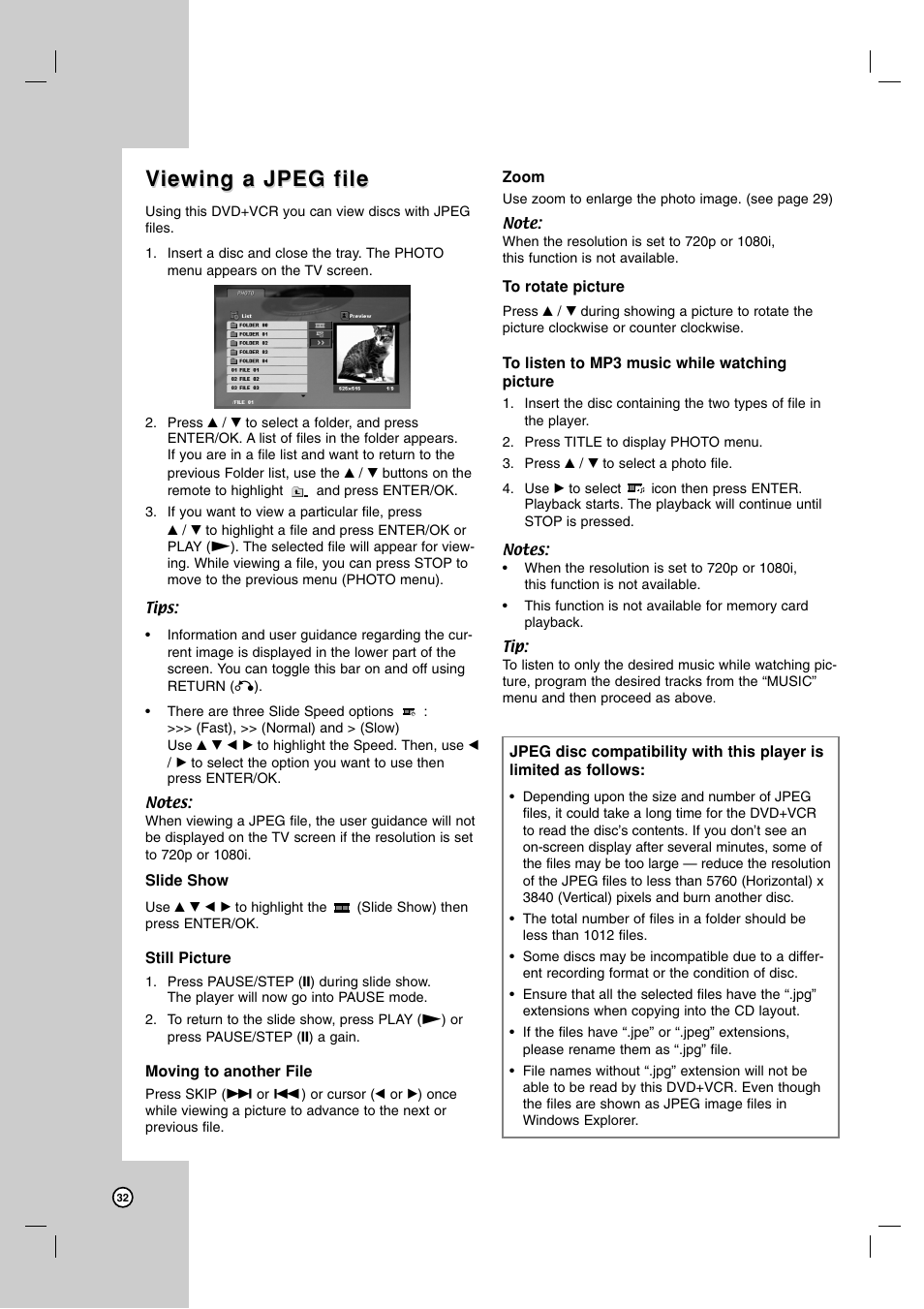 Viewing a jpeg file iewing a jpeg file | LG V194H User Manual | Page 32 / 40